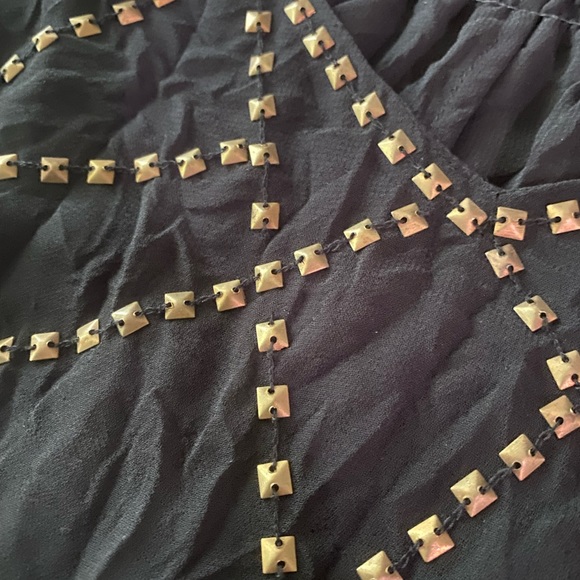 Romeo & Juliet Couture Womens size L black sheer studded a symmetrical tank top - Picture 3 of 6